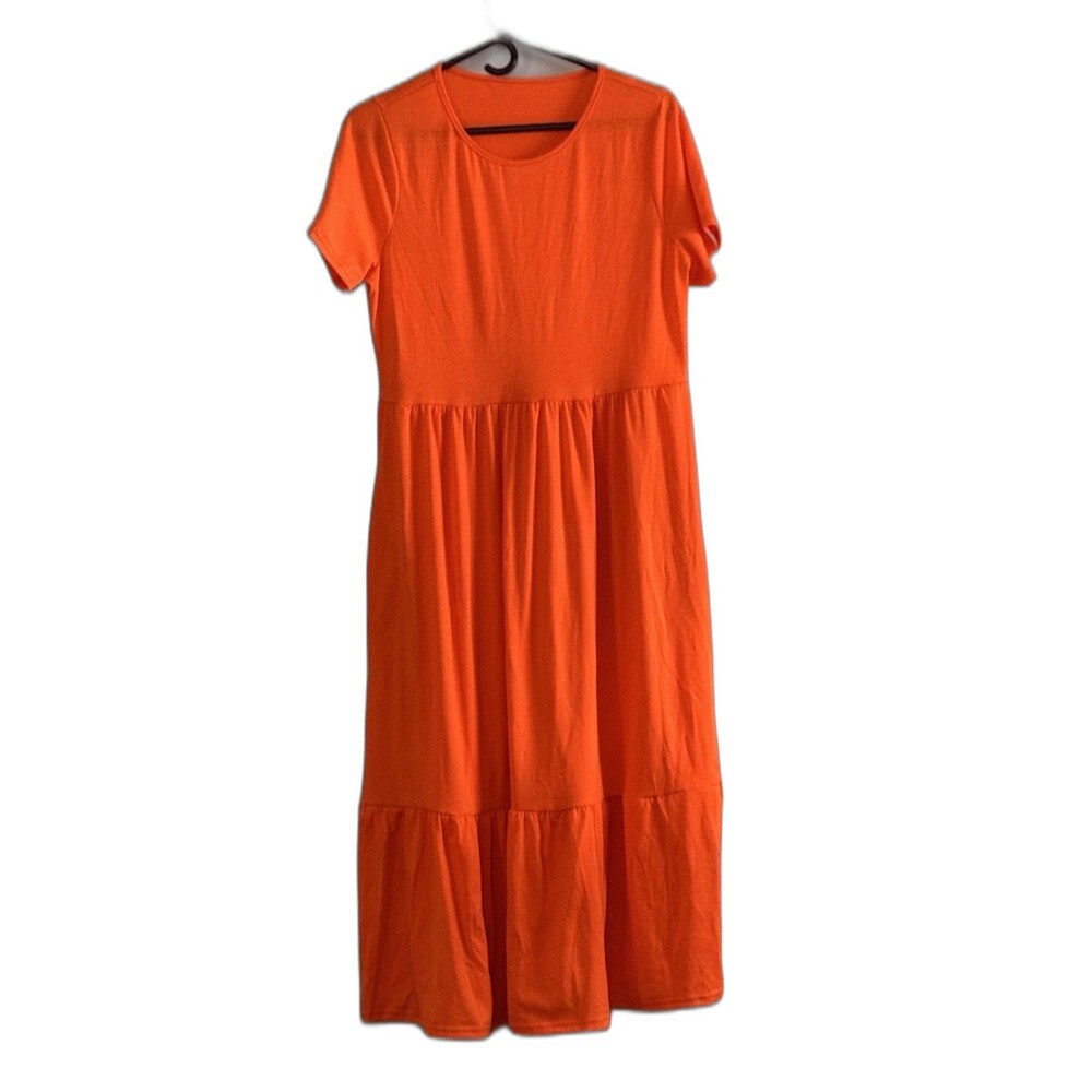Women's Orange Maxi Dress Size Small Side Pockets NWOT
